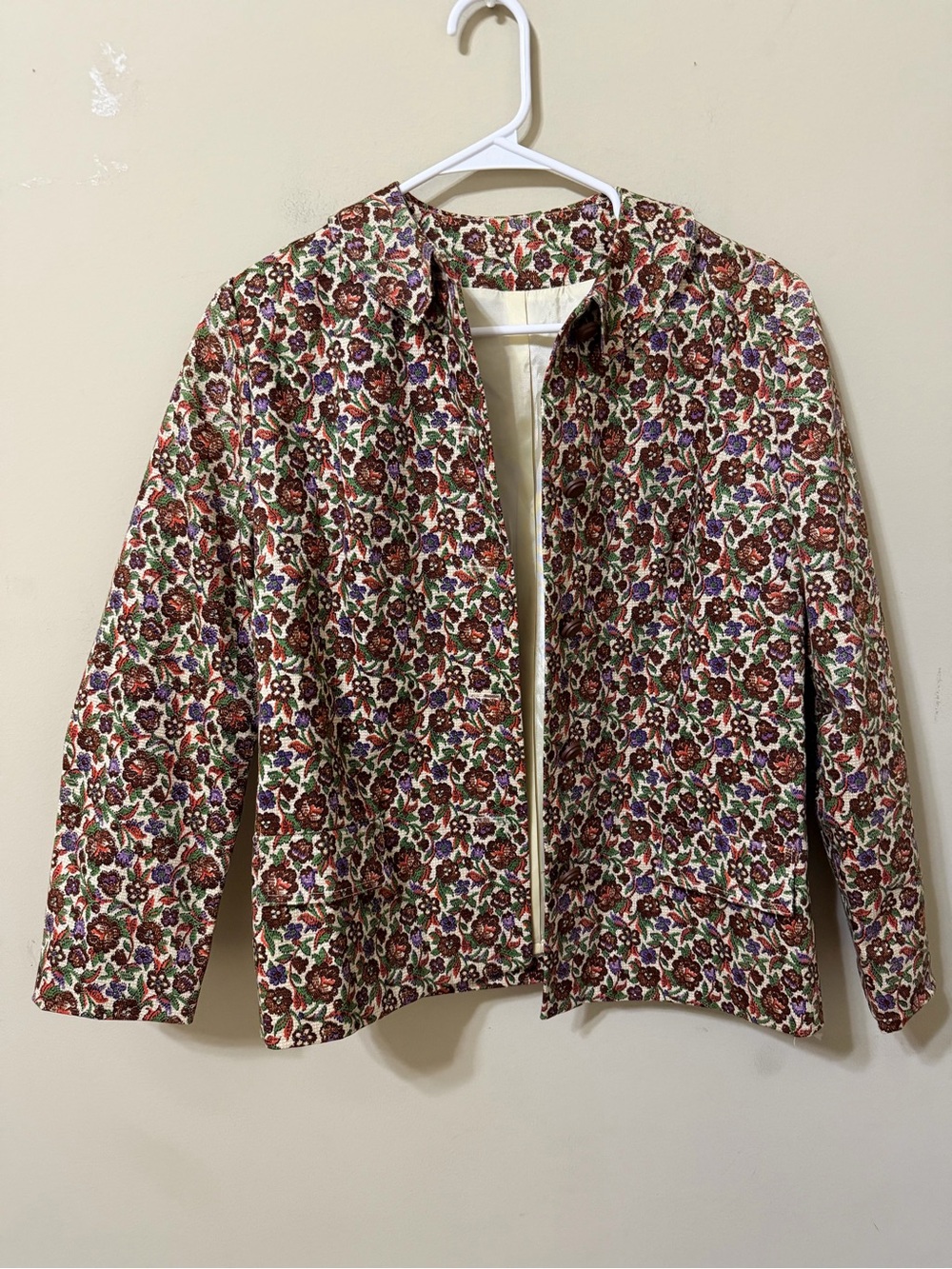 Floral brocade tapestry Quilted blazer medium vintage 1970s Mr. B euc classic